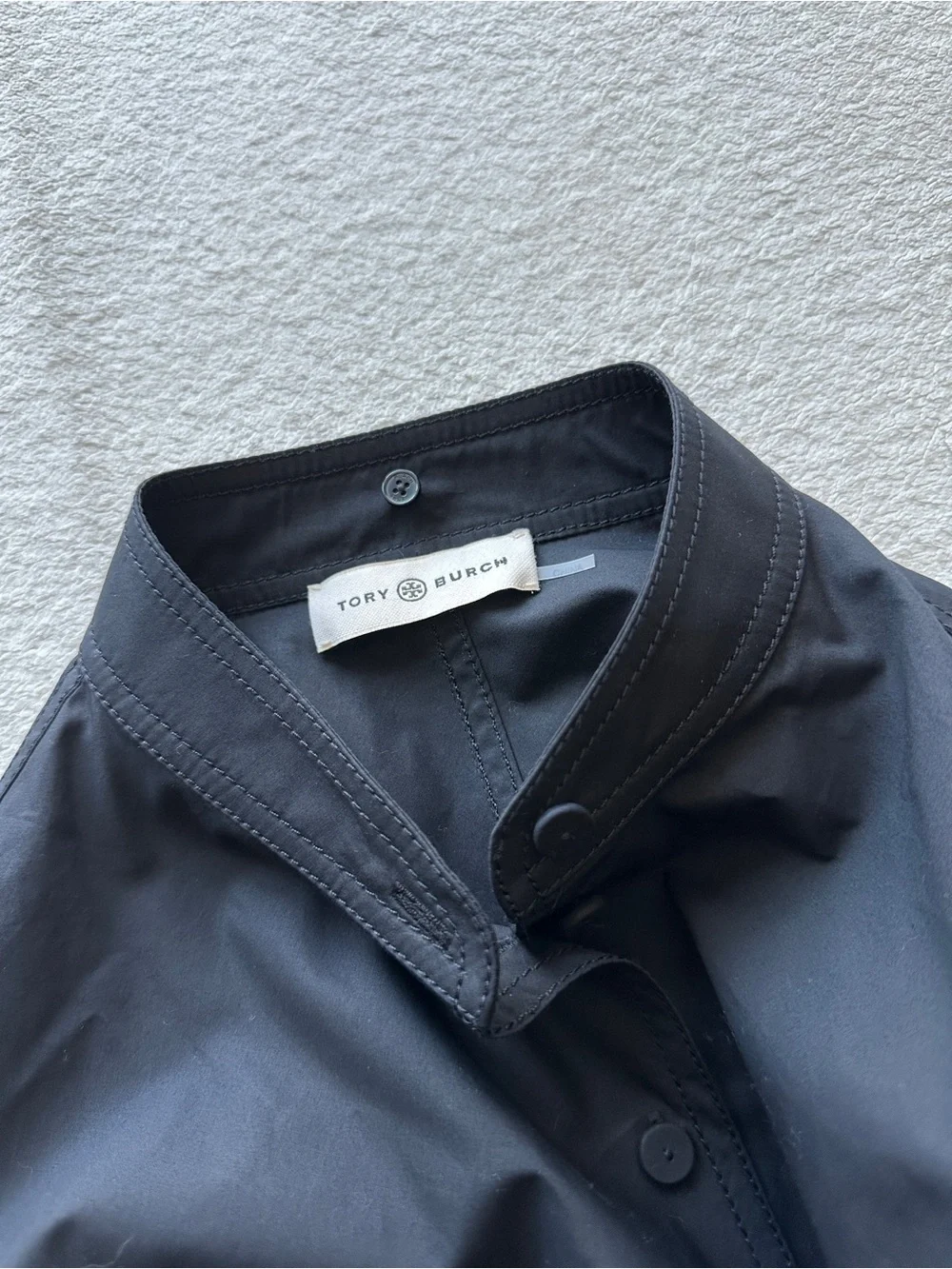 Tory Burch Poplin Shirt Black Cotton size‎ 2 small like NEW removable collar